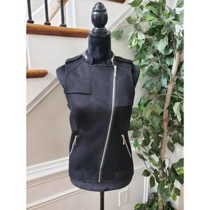 Reflex Women Black Polyester Sleeveless Full Zip Front Casual Jacket Size Small